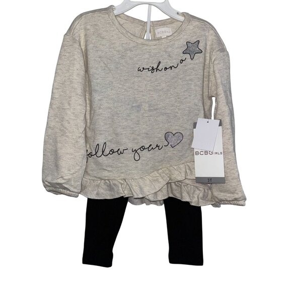 Baby Girls 2-Piece Outfit Set With "Wish On A Star" Top & Black Leggings 3T - Picture 1 of 4